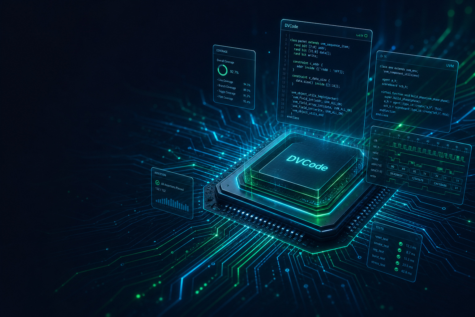 DVCode futuristic circuit hero